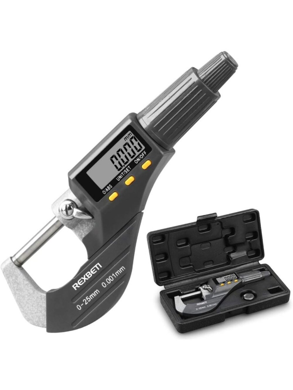 Precision Digital Micrometer - Inch/Metric Measuring Tool, 0.00005" Resolution